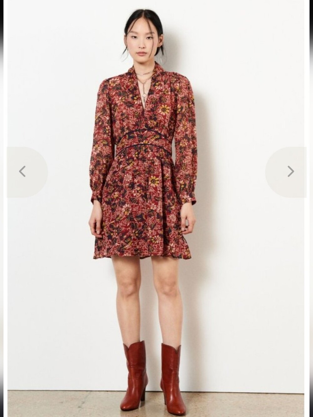 Ba&sh Giani Bordeaux Floral Mini Short Dress Size 4 Small